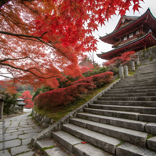 japanese temple in autumn