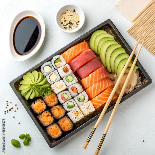 sushi and chopsticks