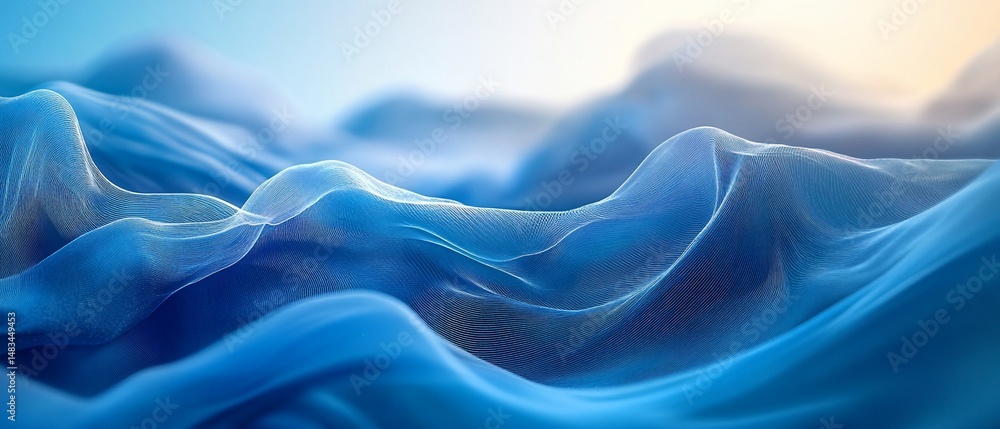 Obraz premium Serene abstract azure silk wavescape