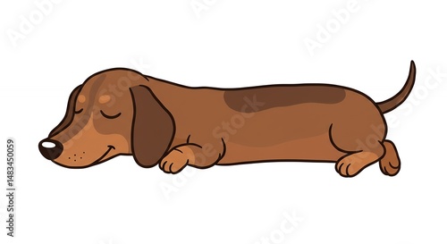 Cartoon dachshund sleeping illustration