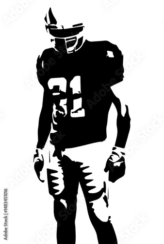 Silhouette of a american football player isolated on a white background