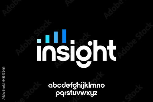 word of insight . modern minimalist clean alphabet font. lowercase bold typography vector illustration design