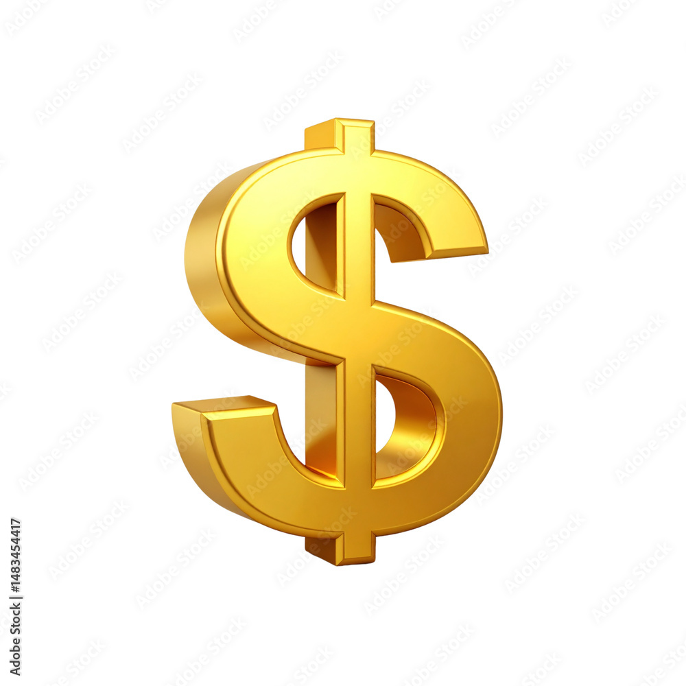 Metallic Dollar Sign Icon in Rich Gold Finish, Background Removed Metallic Dollar Sign Icon in Rich Gold Finish, Background Removed