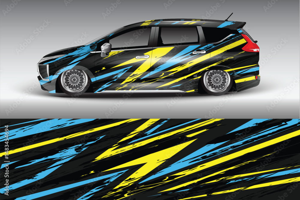 Obraz premium Vibrant Car Wrap Design with Striking Patterns