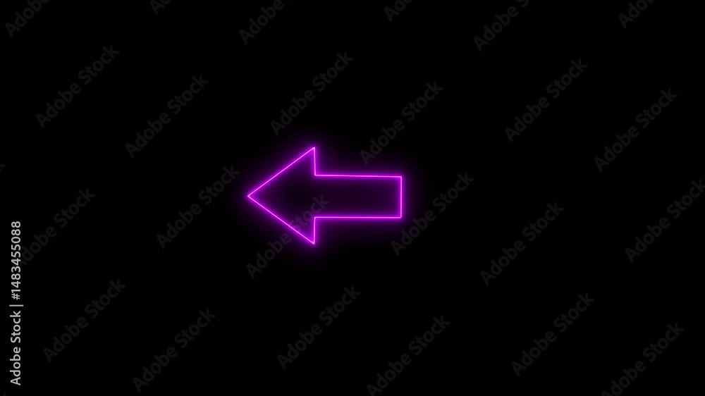 Abstract Directional arrow animation. Left Moving arrows to the side arrow icon animation on black background and pink color. Abstract Directional arrow animation. Left Moving arrows to the side arrow icon animation on black background and pink color.