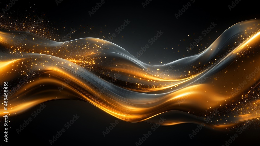 Fluid, golden, dark abstract design, dynamic motion graphic. Fluid, golden, dark abstract design, dynamic motion graphic.
