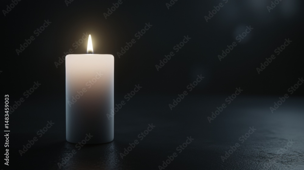 custom made wallpaper toronto digitalA single white candle with a flickering flame stands alone in a dark room.