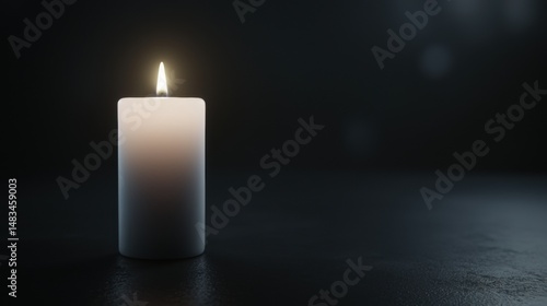 Wallpaper Mural A single white candle with a flickering flame stands alone in a dark room. Torontodigital.ca