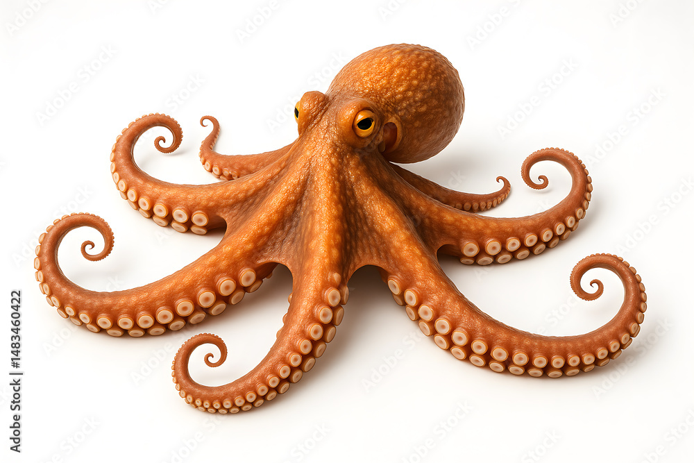 Detailed Photograph of an Octopus on a White Background Detailed Photograph of an Octopus on a White Background
