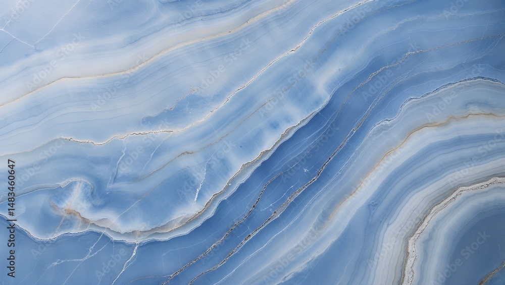Obraz premium Close Detail of Blue Marble Rock Surface with Wavy Lines and Gloss – Rich Mineral Texture for Artistic and Conceptual Projects