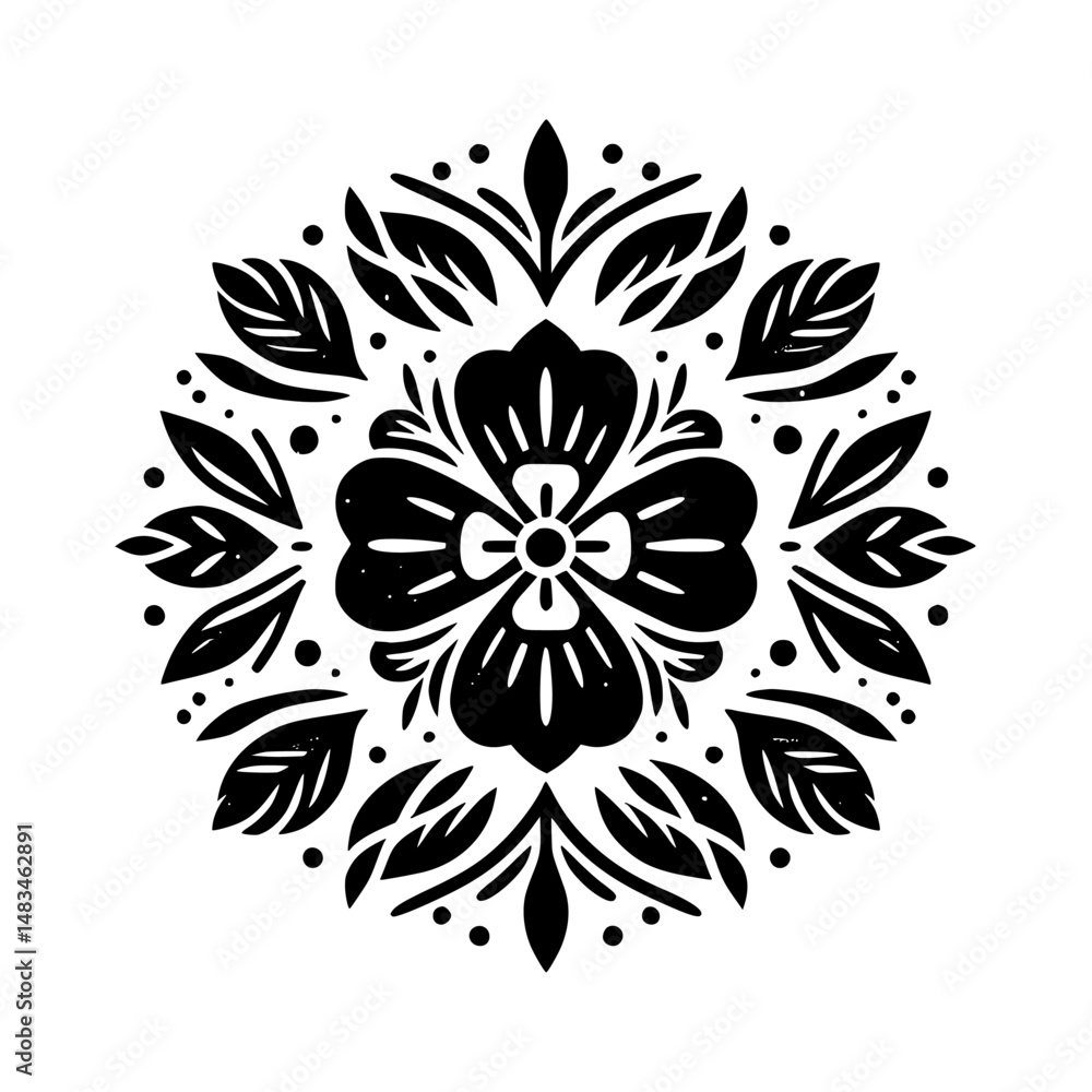 Fototapeta premium Black and White Floral Mandala Design Element