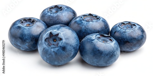 Close-up of Six Blueberries...