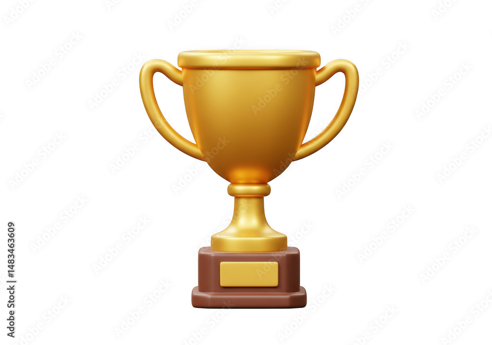 Golden trophy award illustration for achievement and recognition on transparent background Golden trophy award illustration for achievement and recognition on transparent background