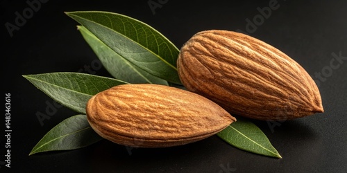 Close-up of Two Almonds wit...