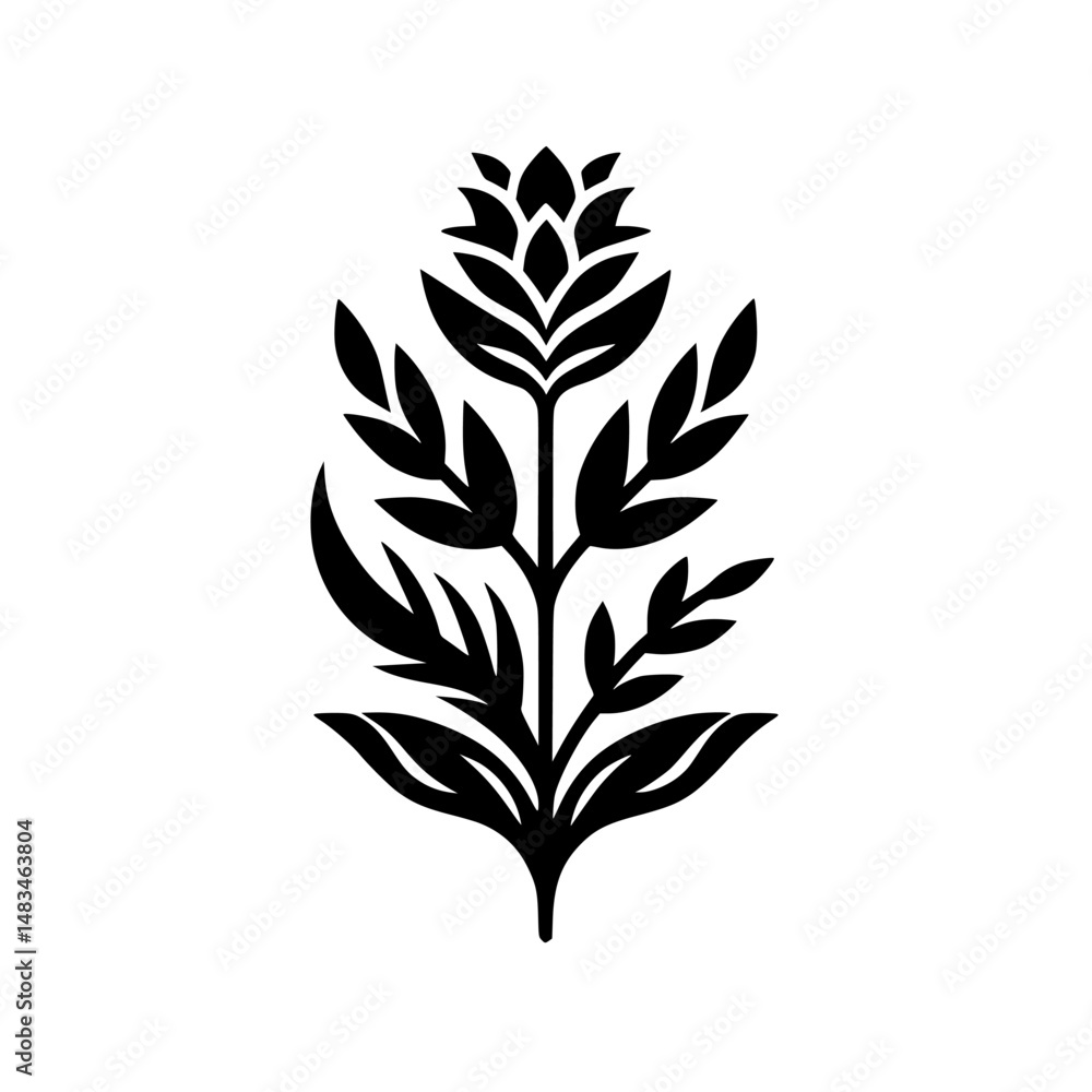 Fototapeta premium Minimalist Black and White Floral Vector Illustration