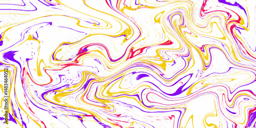 Abstract horizontal background with colorful waves. Liquid wavy marble texture. Creative background colorful blue liquid paint. Bright and shinny pink background for any graphics design. 