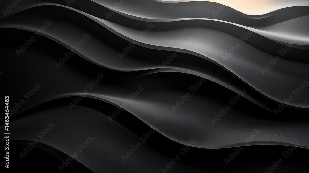 Abstract dark wavy design with soft light highlights. Abstract dark wavy design with soft light highlights.