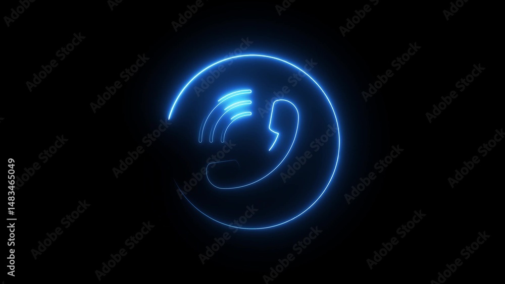 Neon smart phone call ring icon Neon smart phone call ring icon