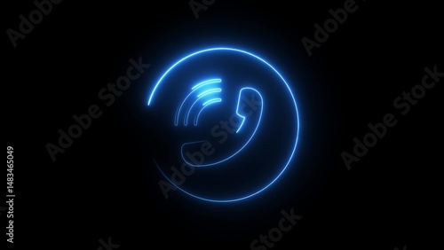 Neon smart phone call ring icon 