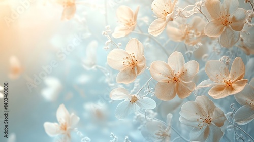 Delicate pastel flowers in soft light.