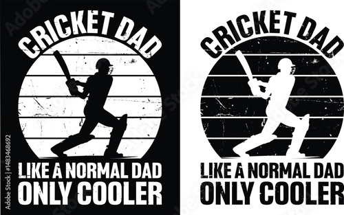 Cricket dad like a normal dad only cooler t shirt design. Cricket t-shirt design, Bat,Ball vector typography t-shirt design. ricket all iteam,bat, ball T-Shirts Amazon. 