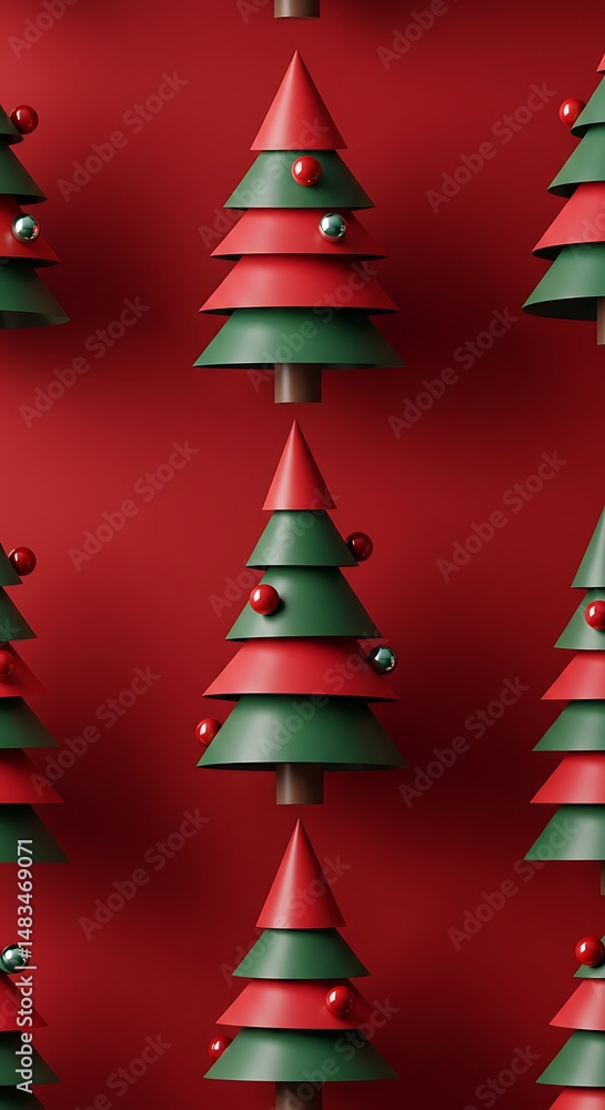 Fototapeta premium Crimson & Evergreen: A Festive Repeat