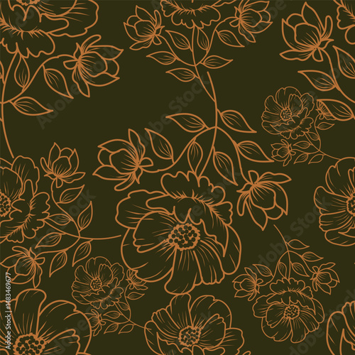 Digital textile design Beautiful ethnic style colorful seamless floral hand made pattern ready for print
