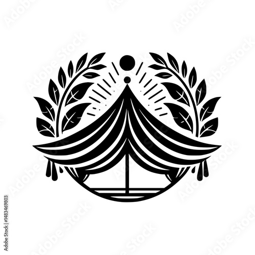 Vintage Circus Tent Emblem with Laurel Wreath - Minimalist Design
