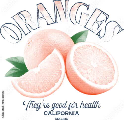 Orange graphics, Organic food artwork for for t-shirt. Fruit vintage t-shirt design. Orange farm artwork. Fresh farm design. Orange farm artwork. Fresh peace fruit print. Nature fruit house