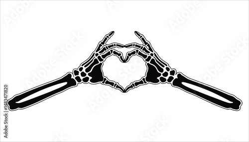 Skeleton Hands Heart Gesture Vector Illustration