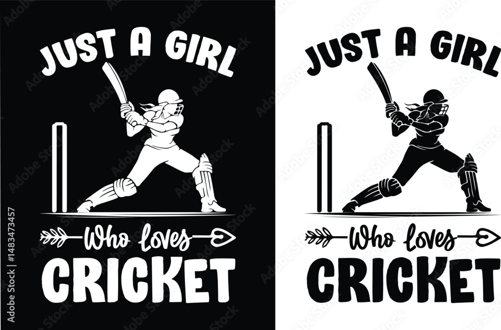 Obraz premium Just a girl who loves cricket t shirt design. cricket Vector t-shirt design. girl cricket typography t-shirt design. design. cricket, girl , vector T-Shirts Amazon.