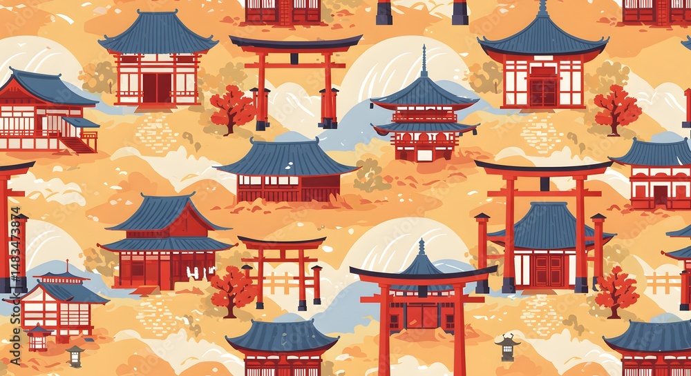 Fototapeta premium Traditional Japanese Architecture Pattern