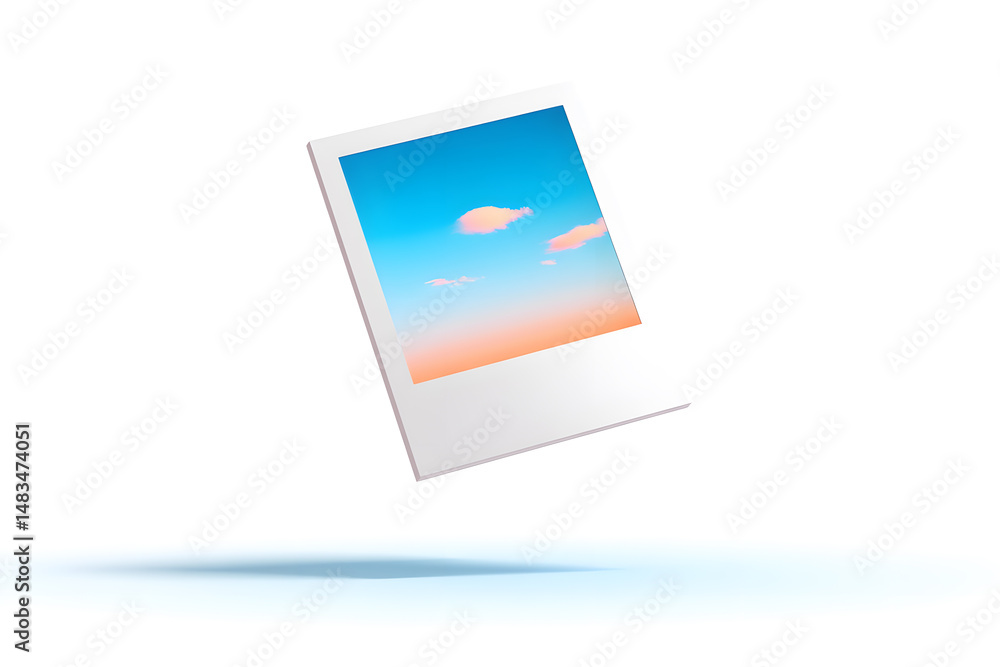 Fototapeta premium Polaroid picture floating in the air template Isolated on Backdrop