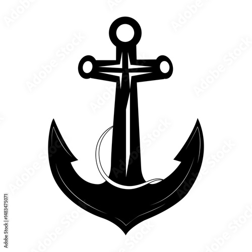 Anchor. Metal hook designed to hold a vessel in one place by hooking onto the bottom of a body of water. The anchor is lowered from the side of a ship or boat.