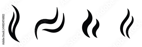 Smoke steam icon set vector.  heat, hot, cooking symbol vector. aroma symbol set 