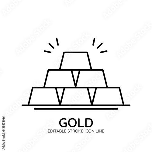 Gold Line Icon with White Background. Editable Stroke Style for Web, App, Presentation, and Infographics