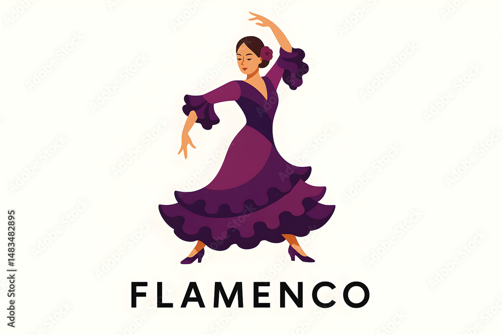 Fototapeta premium Purple Flamenco Dancer Illustration 