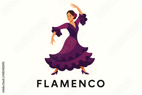 Purple Flamenco Dancer Illustration 