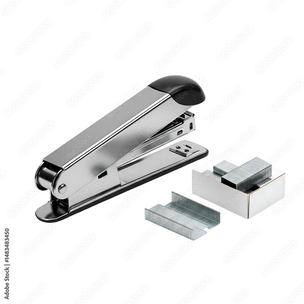 Stainless Steel Stapler and Staples Ready for Office Use Stainless Steel Stapler and Staples Ready for Office Use