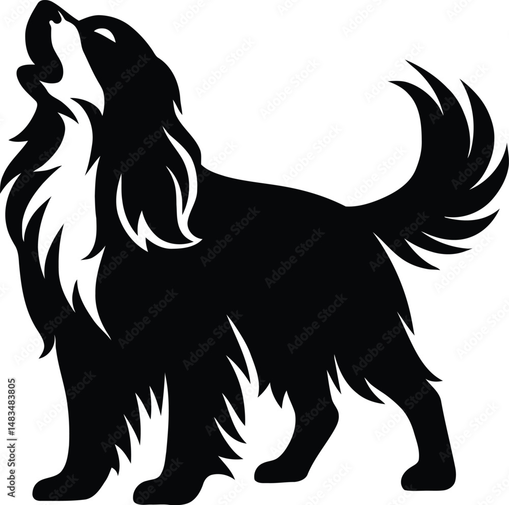 Fototapeta premium Happy Barking Dog Silhouette, Pet Lover Dog Vector Illustration