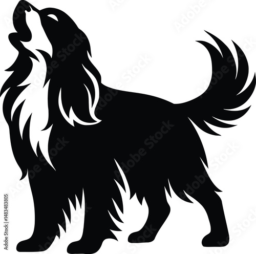 Happy Barking Dog Silhouette, Pet Lover Dog Vector Illustration