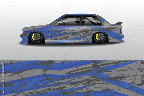 Sleek modified car design with dynamic paint scheme