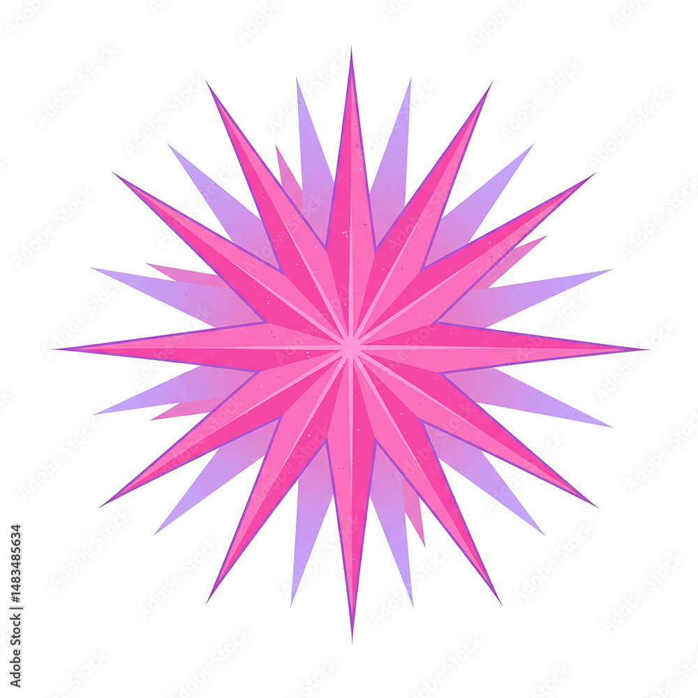 Bright pink and purple star shining on transparent background Bright pink and purple star shining on transparent background