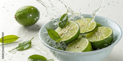Refreshing Limes in Water S...