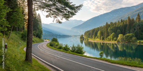 Scenic Lake Road Winding As...