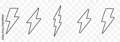 Lightning icon set. electric icon vector. power icon. energy sign on Transparent Background. EPS 10.
