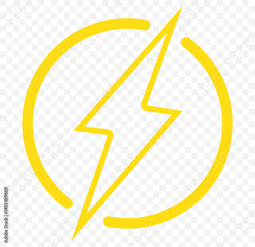 Lightning Bolt Illustration on Transparent Background. EPS 10.