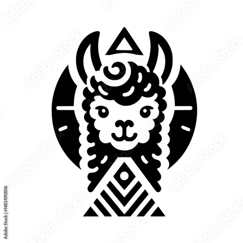 Minimalist Llama Logo: Geometric Black and White Design