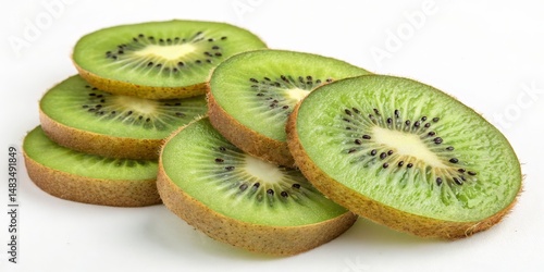 Stacked Kiwi Slices Close-u...