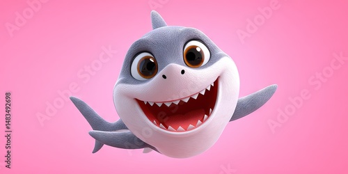 3D cartoon playful baby shark 